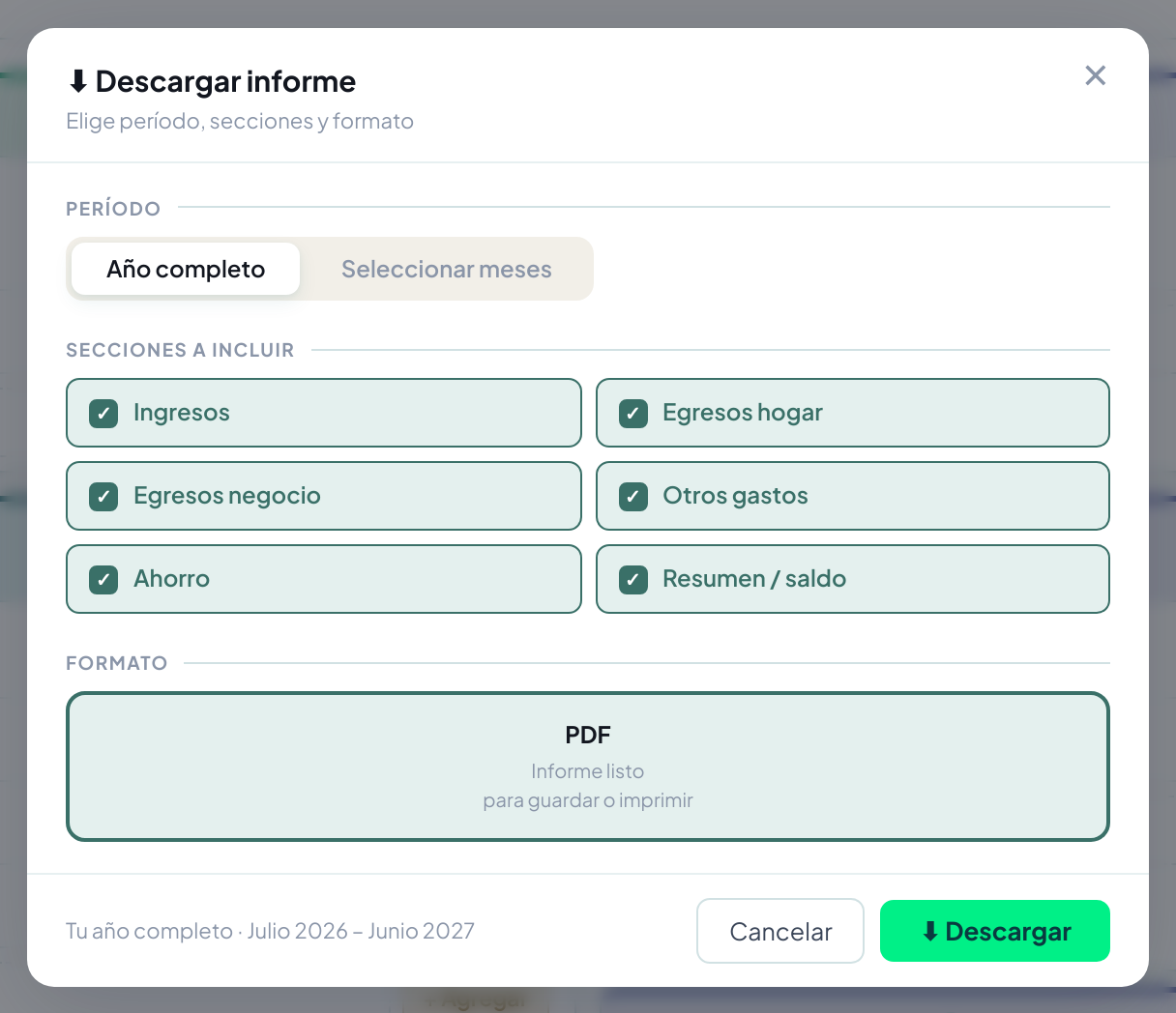 Informe de senkiu listo para guardar en PDF